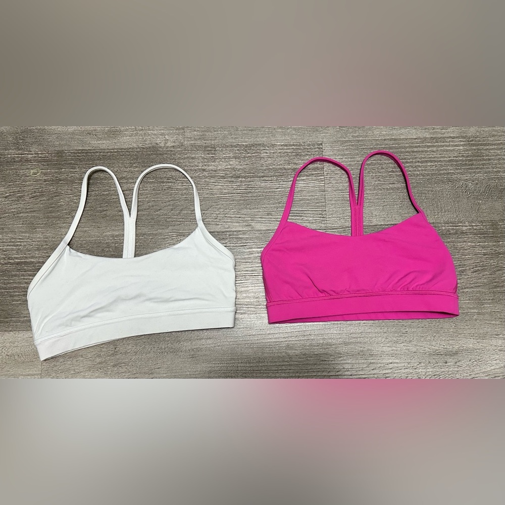 Lululemon Flow Y Bra - white and pink - both size 6